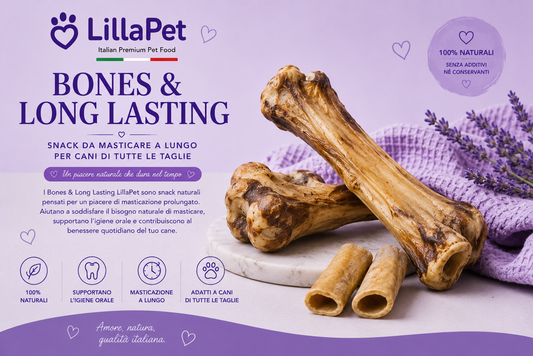 💜 LillaPet Bones & Long Lasting – Snack Naturali da Masticazione per Cani