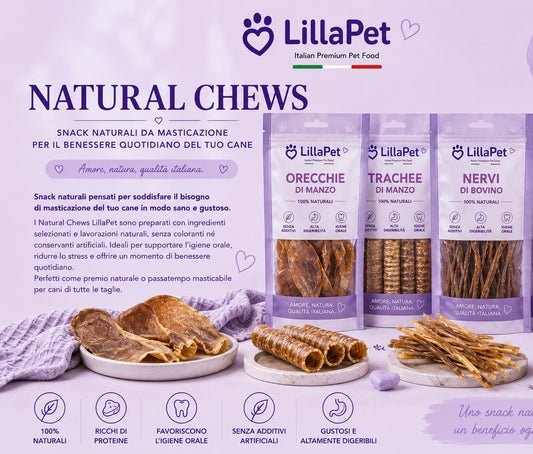 💜 LillaPet Natural Chews – Snack Naturali da Masticazione per Cani