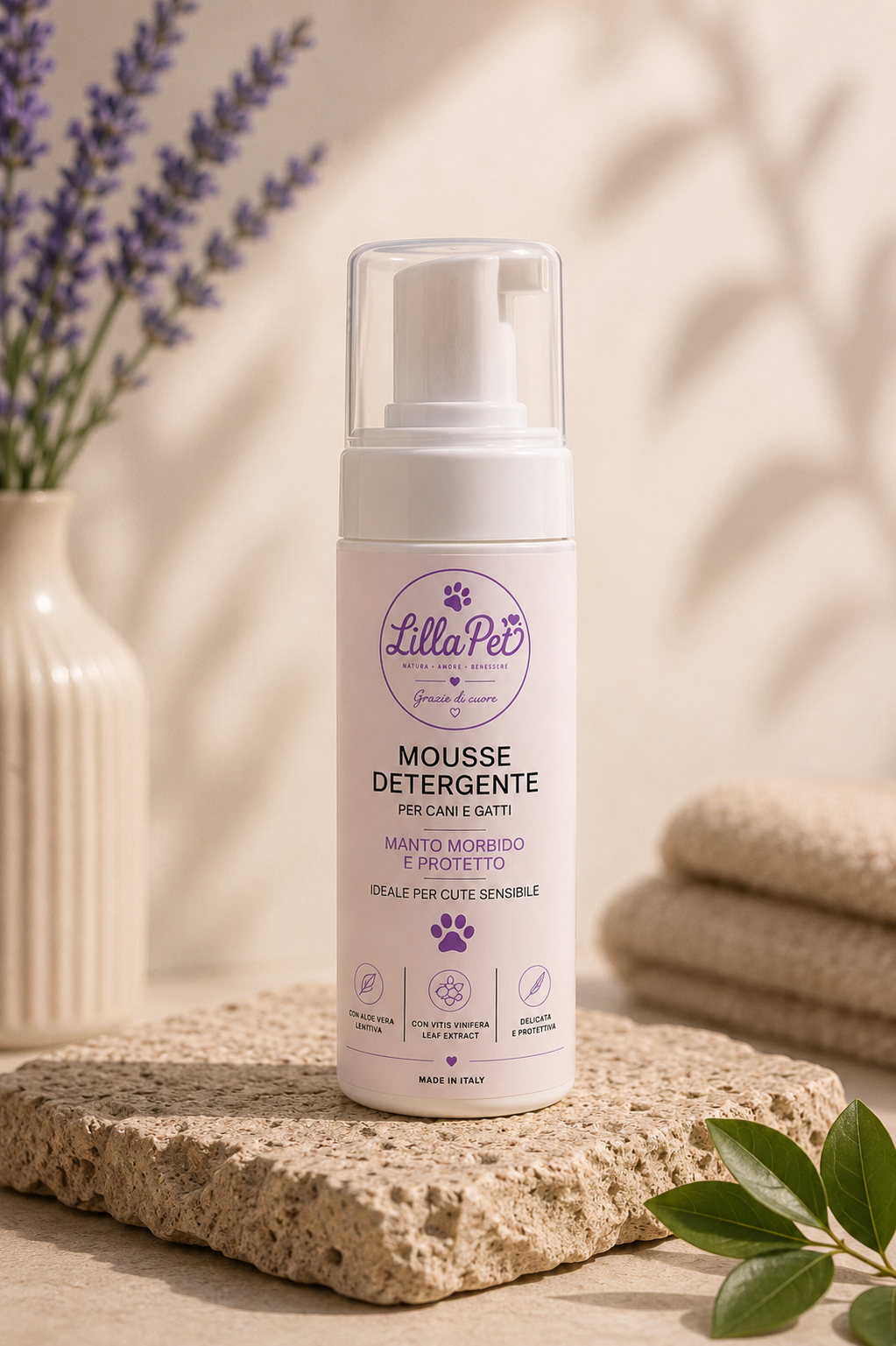 🫧 Mousse Detergente per Cani e Gatti con o senza risciacquo