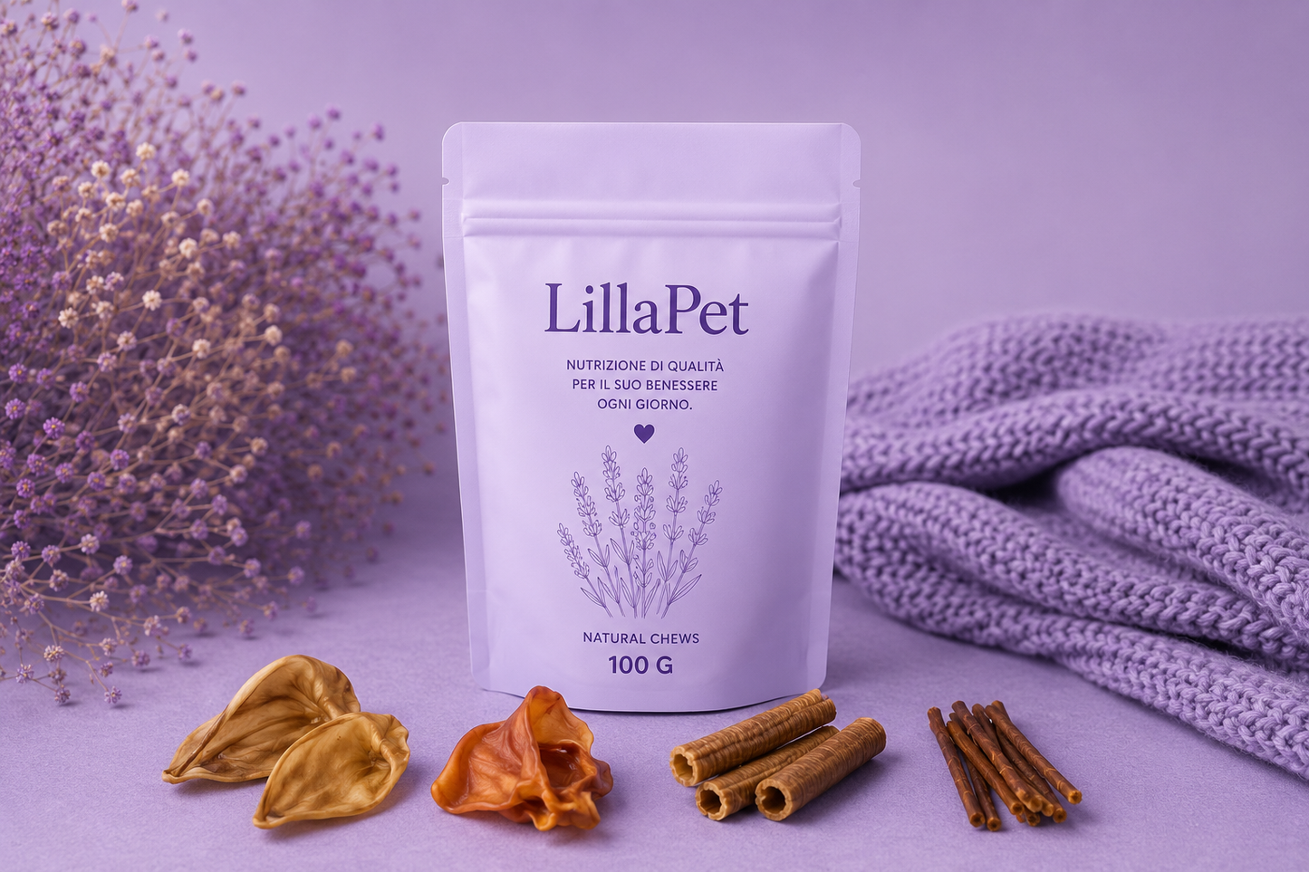 💜 LillaPet Natural Chews – Snack Naturali da Masticazione per Cani